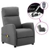 Electric Massage Recliner Light Gray Fabric