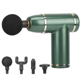 Percussion Massage Gun USB Type C Rechargeable Deep Tissue Vibration Massager Handheld Leg Body Cordless Massager with 4 Interchangeable Heads 8 Inten (Color: Green)