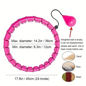 Weighted Hoola Exercise Fit Hoops Plus Size For Weight Loss, 2 In 1 Weight Loss 24 Detachable Knots Fitness Abdomen Equipment Hoops Adjustable Auto-Sp (Color: Pink)